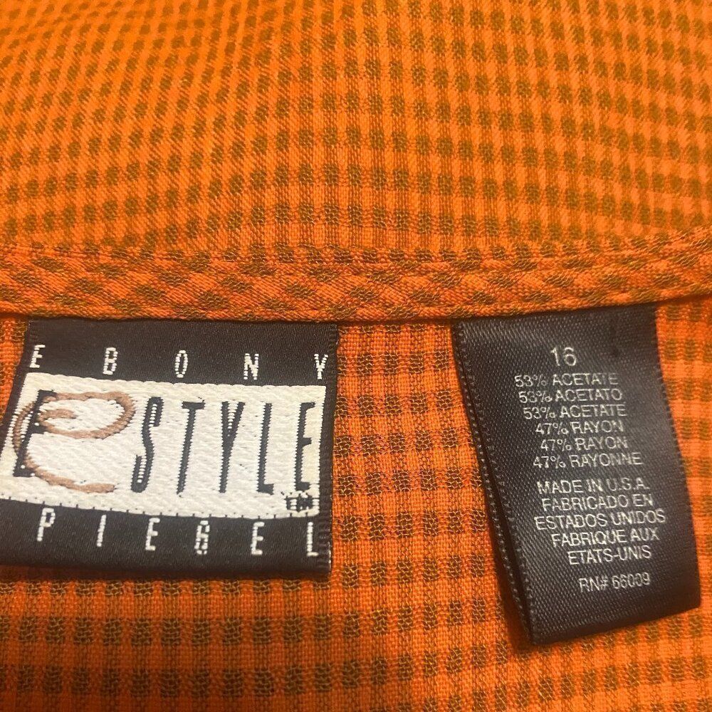 Ebony E Style Spiegel Plaid Orange/Green 3 button front skirt set, size 18 - Picture 5 of 6